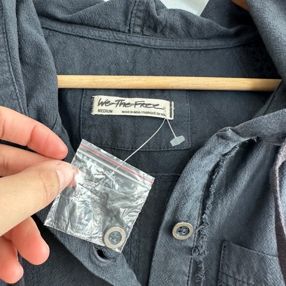 NEW Free People Tunic Womens Medium 100% Cotton Lagenlook Hooded Mesh Top Blouse - Picture 9 of 11